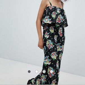 Asos black floral print dress